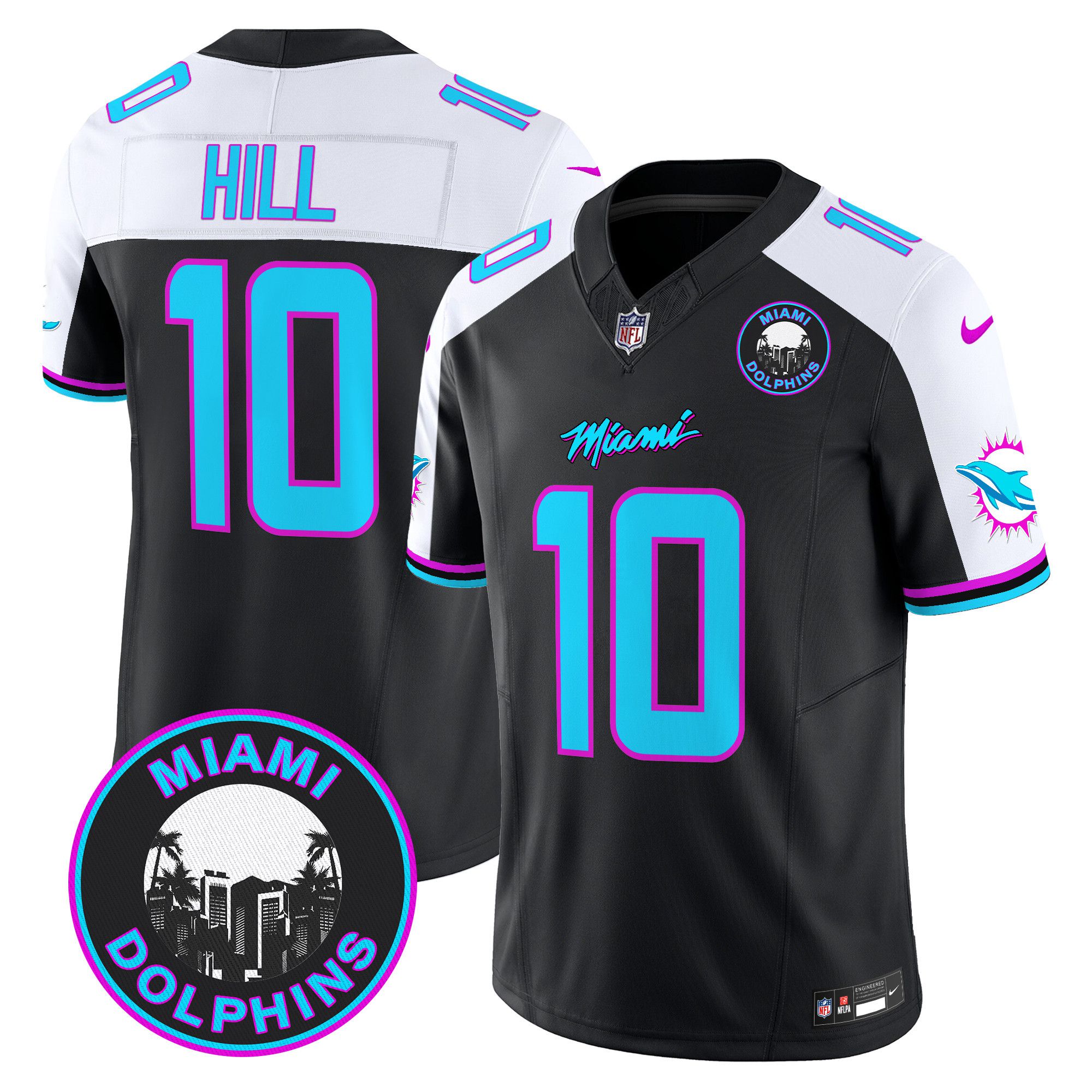 Men Miami Dolphins 10 Hill Black 2024 Nike Vapor Limited NFL Jersey